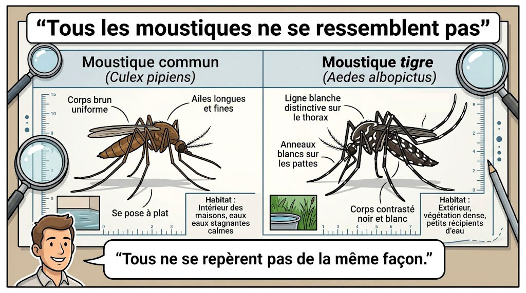 Comparatif entre moustique commun et moustique tigre