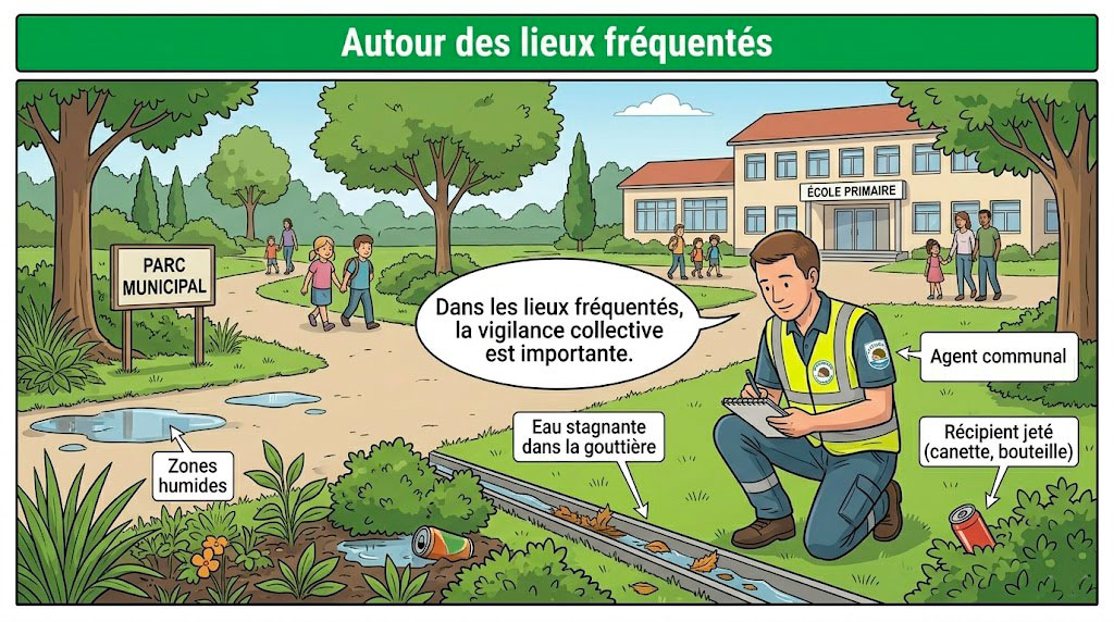 Surveillance des zones humides près d'un parc et d'une école